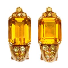 BELPERRON Citrine Heliotrope and Fancy Diamond Earrings