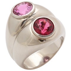 1937 Madame Belperron Pink Spinel Strawberry Tourmaline Platinum Ring