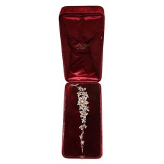 Superb French mid 19th Century Diamond Enamel  Floral Vine Corsage Brooch