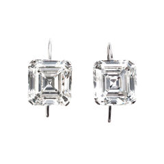 Pair of Important Asscher Cut Diamond Earrings