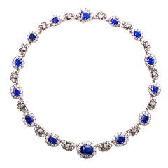 Antique Fine Burma Sapphire Diamond Necklace