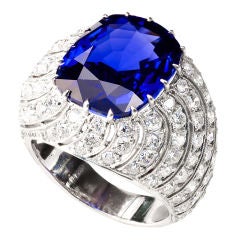 Superb Burma Sapphire Diamond 'Turban Monte' Ring