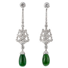 Important 1920's Emerald and Diamond Chandelier Earrings