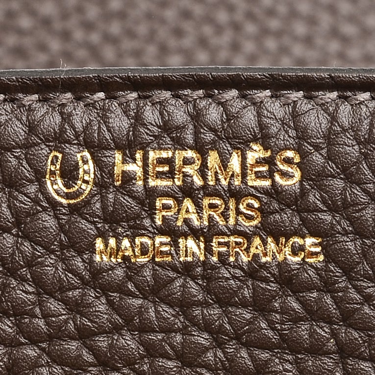 Hermes Special Order Horseshoe 35cm Rouge Garance, Chocolate & Gold, Lot  #56067
