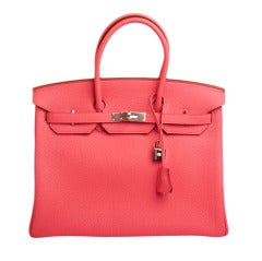 Hermes Rose Lipstick Togo Birkin 35cm Palladium Hardware