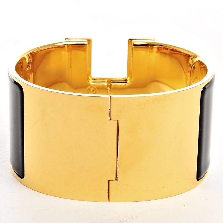 Hermès Black Enamel Clic H Bracelet GM