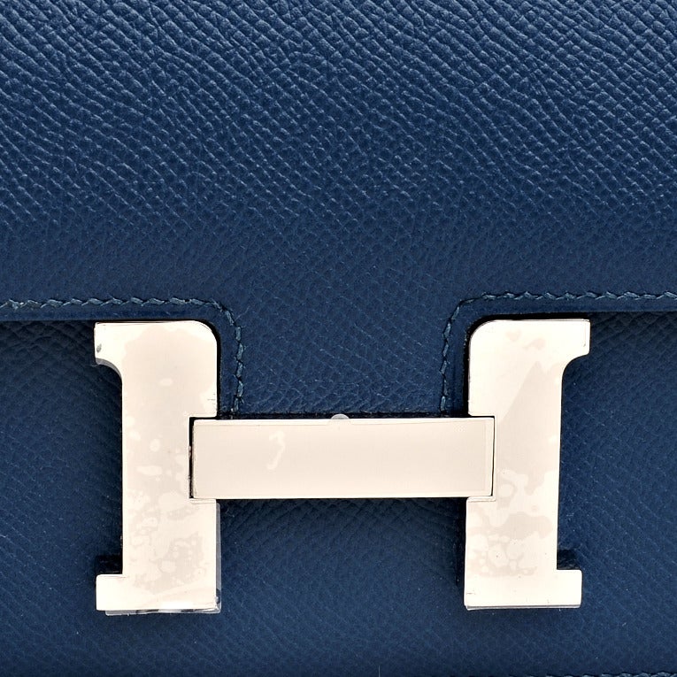 Hermes Blue Thalassa Epsom Constance Elan 25cm with Palladium Hardware - Never Carried 2