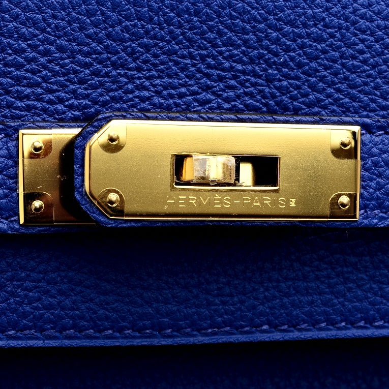 Hermes Bleu Electrique (Blue Electric) Togo Kelly 35cm Gold Hardware 2