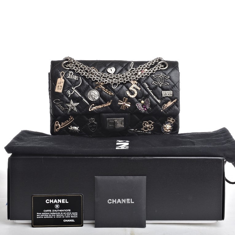 Chanel Rare Black Quilted Lucky Charms 2.55 Reissue 225 Double