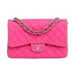 Chanel Hot Pink Matte Quilted Caviar Classic 2.55 Jumbo Double Flap Bag