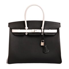 Hermes HSS Special Order "Horseshoe" Bi-Color Black and White Epsom Birkin 35cm Palladium Hardware - Never Carried
