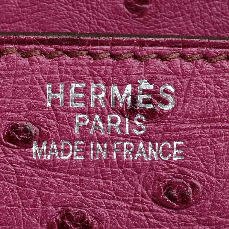 Hermes Rare Fuchsia Ostrich Birkin 35cm Palladium Hardware (Mint Condition) 4