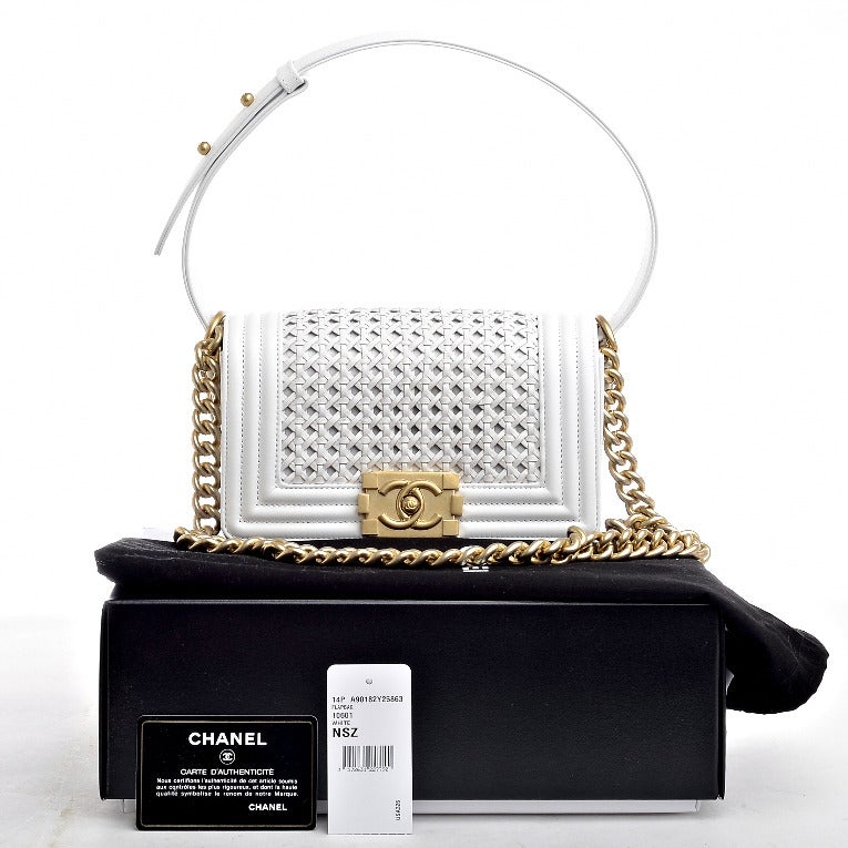Chanel White Braided Reverso Boy Flap Bag Gold Hardware 3