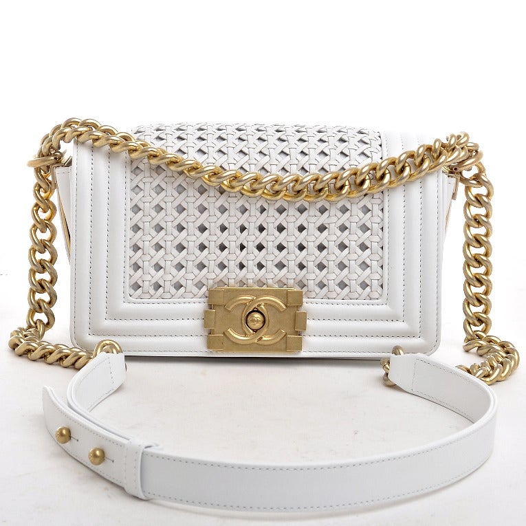 white chanel boy bag gold hardware