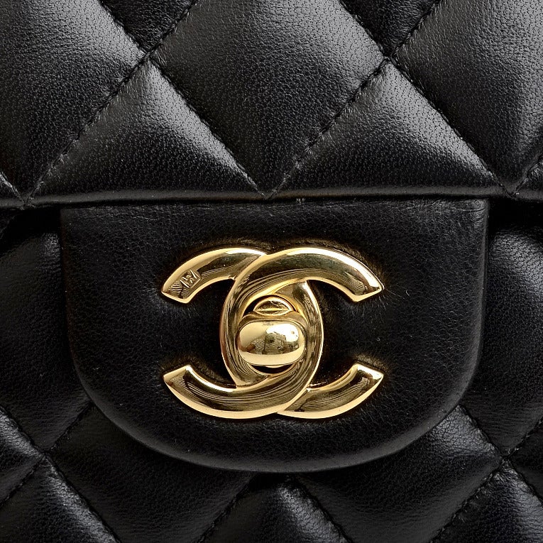 Chanel Black Quilted Lambskin Large Classic 2.55 Double Flap Bag (Mint) 2