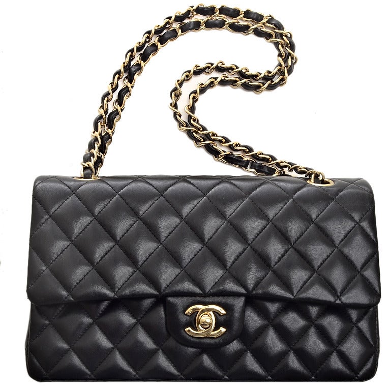 Chanel Black Quilted Lambskin Large Classic 2.55 Double Flap Bag (Mint) 3