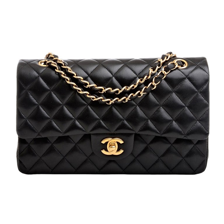Chanel Black Quilted Lambskin Large Classic 2.55 Double Flap Bag (Mint)