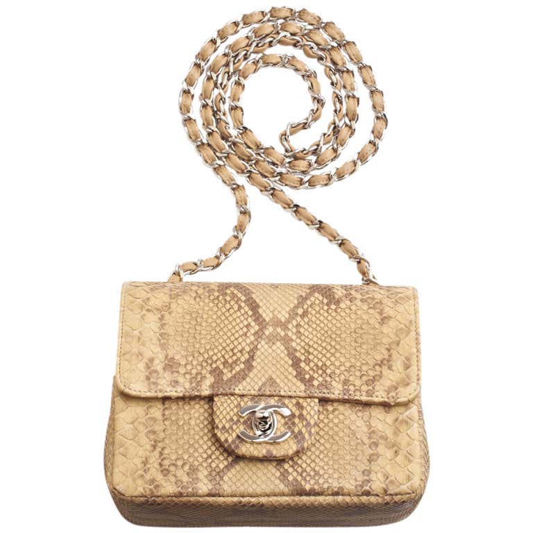 Chanel Python Exotic Mini Chanel Natural Python Mini Classic Shoulder/Crossbody Flap Bag at 1stDibs