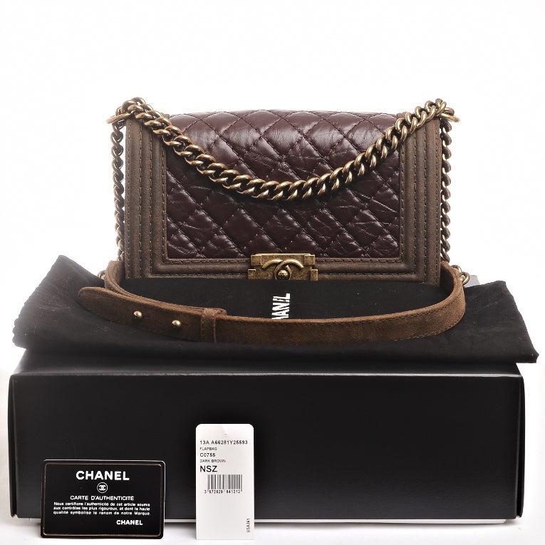 Chanel Burgundy and Brown Quilted Boy Flap Bag 6