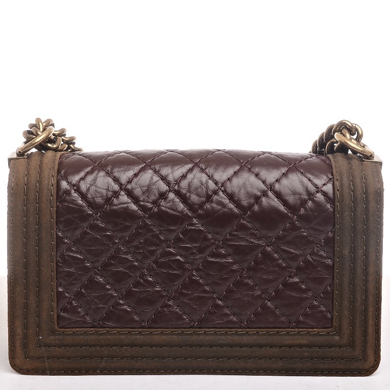 Chanel Burgundy and Brown Quilted Boy Flap Bag 1