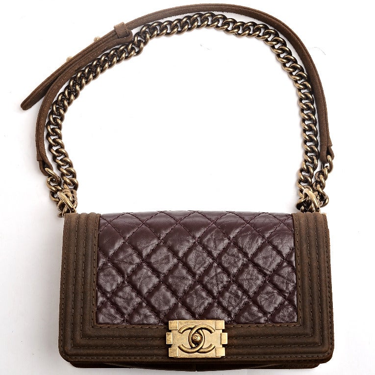 Chanel Burgundy and Brown Quilted Boy Flap Bag 4