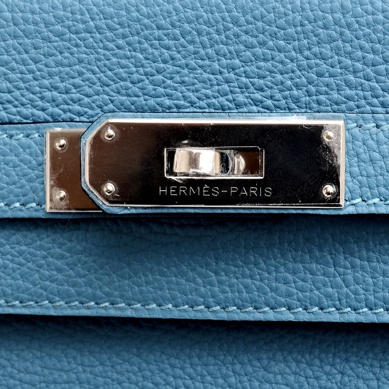 Hermes Turquoise Togo Kelly 35cm Palladium Hardware - Never Carried 4