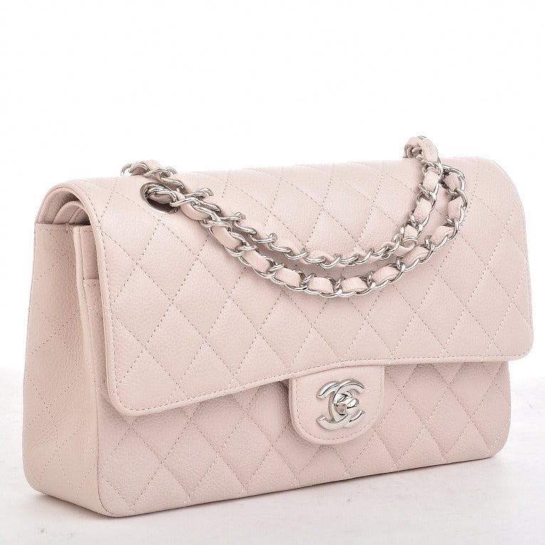 Chanel Pink Quilted Caviar Large Classic 2.55 Double Flap Bag at 1stdibs