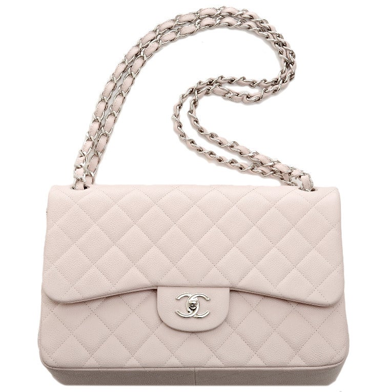 Chanel Baby Pink Quilted Caviar Jumbo Classic 2.55 Double Flap Bag 1