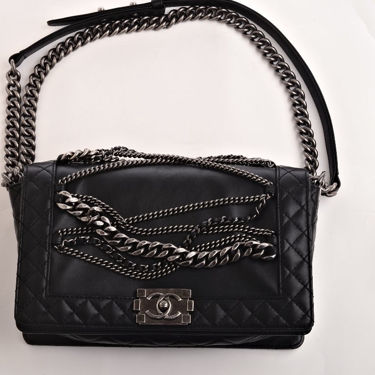 Chanel Black Quilted Enchained Boy Bag 4
