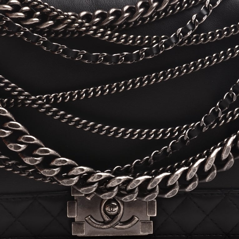 Chanel Black Quilted Enchained Boy Bag 3