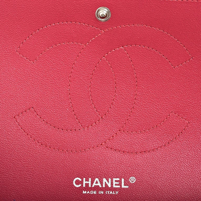 Chanel Fuchsia Pink Quilted Patent Jumbo Classic Double Flap Bag 4