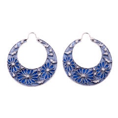 Hand-Enameled Diamond Hoop Earrings