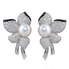 South Sea Pearl Black Jade Diamond Earrings