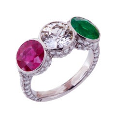 Ruby Diamond Emerald Ring