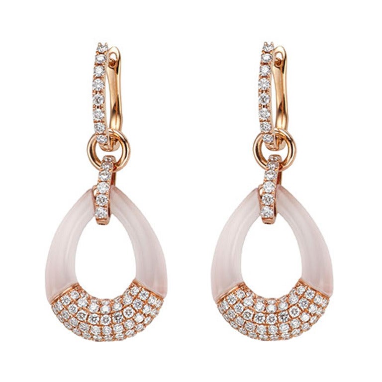 Rose Quartz Diamond Earrings