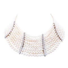 Magnificent Draped Pearl Diamond Choker Necklace