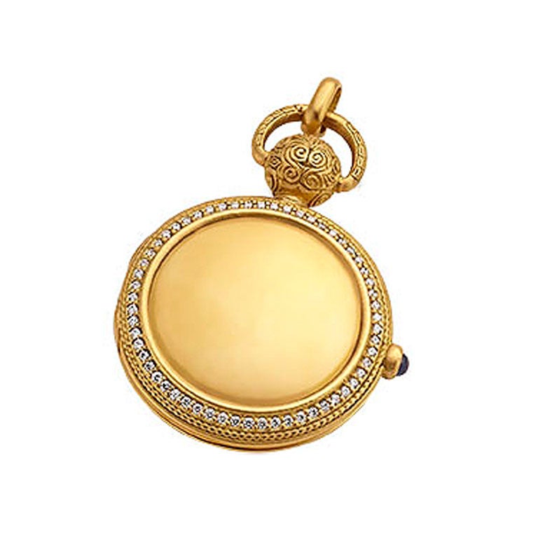 Monica Rich Kosan Diamond, Sapphire and Gold Locket