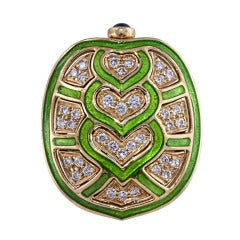 Judith Leiber Enamel and Diamond Tortoise Shell Brooch