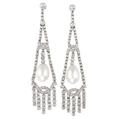 An Important Pair Of Art Deco Pearl And Diamond Earrings