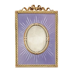 Faberge Lilac Enamel and Yellow Gold Frame