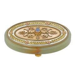Edwardian Faberge Chalcedony Enamel Gold Bell Push 3