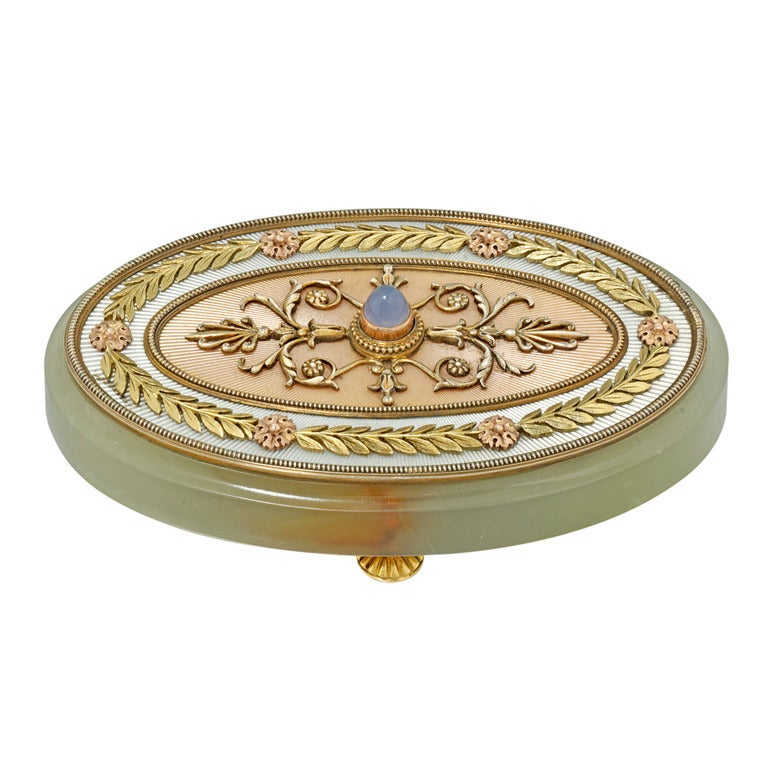 Bell Push, Edwardian Faberge Chalcedon Emaille Gold Glocke