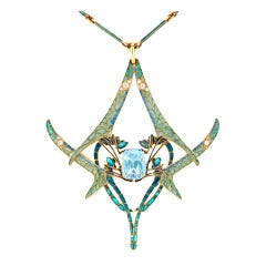 Rene Lalique Aquamarine Dragonfly Pendant 7