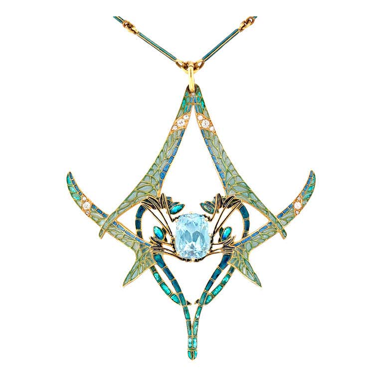 Rene Lalique Aquamarine Dragonfly Pendant For Sale at 1stDibs | rene ...