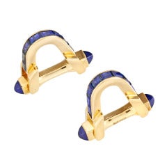 1930s Boucheron Sapphire Gold Stirrup Cufflinks 10