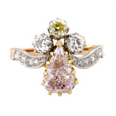 Belle Epoque Pink White Yellow Diamond Ring 4
