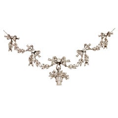 Belle Epoque Garland Style Diamond Gold Platinum Necklace 3