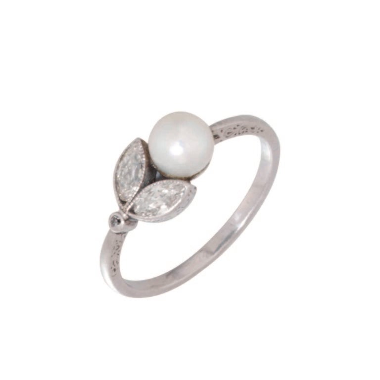 Rare Faberge Pearl and Diamond Ring