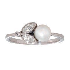 Rare Faberge Pearl and Diamond Ring