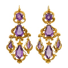 Victorian Amethyst Gold Drop Earrings